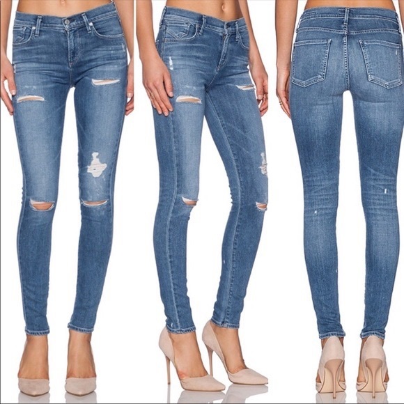 Agolde Denim - AGOLDE SOPHIE CANNES RIPPED SKINNY MID RISE DENIM JEANS (AS SEEN ON GIGI HADID)